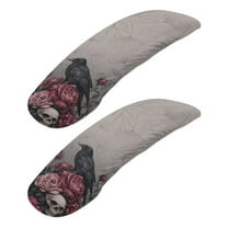 SCRAWLGOD Crow Rose Floral Skull Removable Office Chair Arm Covers 2 PCS Elastic Anti-Dust Office Seat Hand Rest Protector Crease Resistant Desk Chair Arm Rest Slipcover