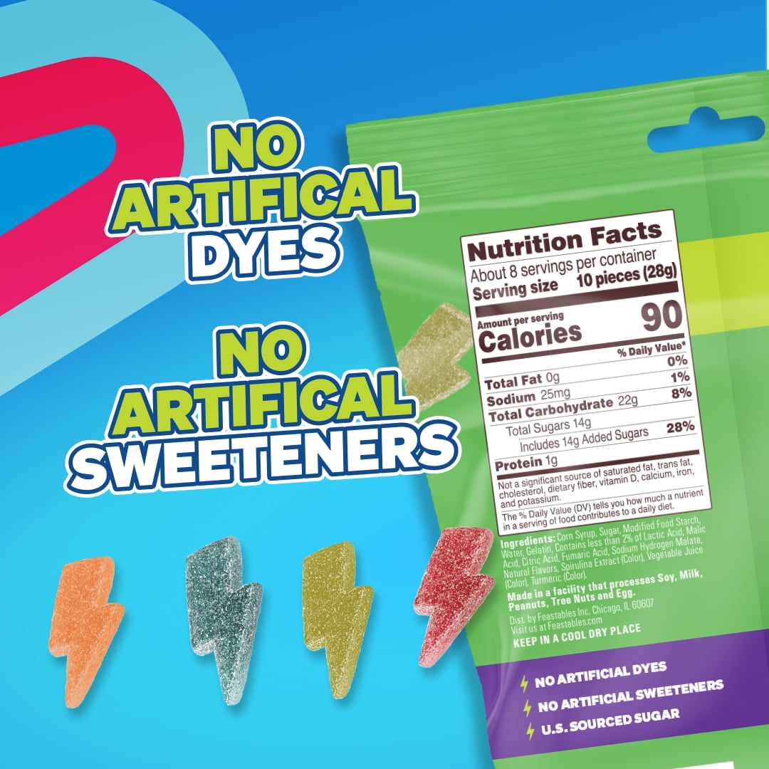 Feastables Mr Beast Sour Strikes, Assorted Flavor Sour Candy, 7.5 oz Bag