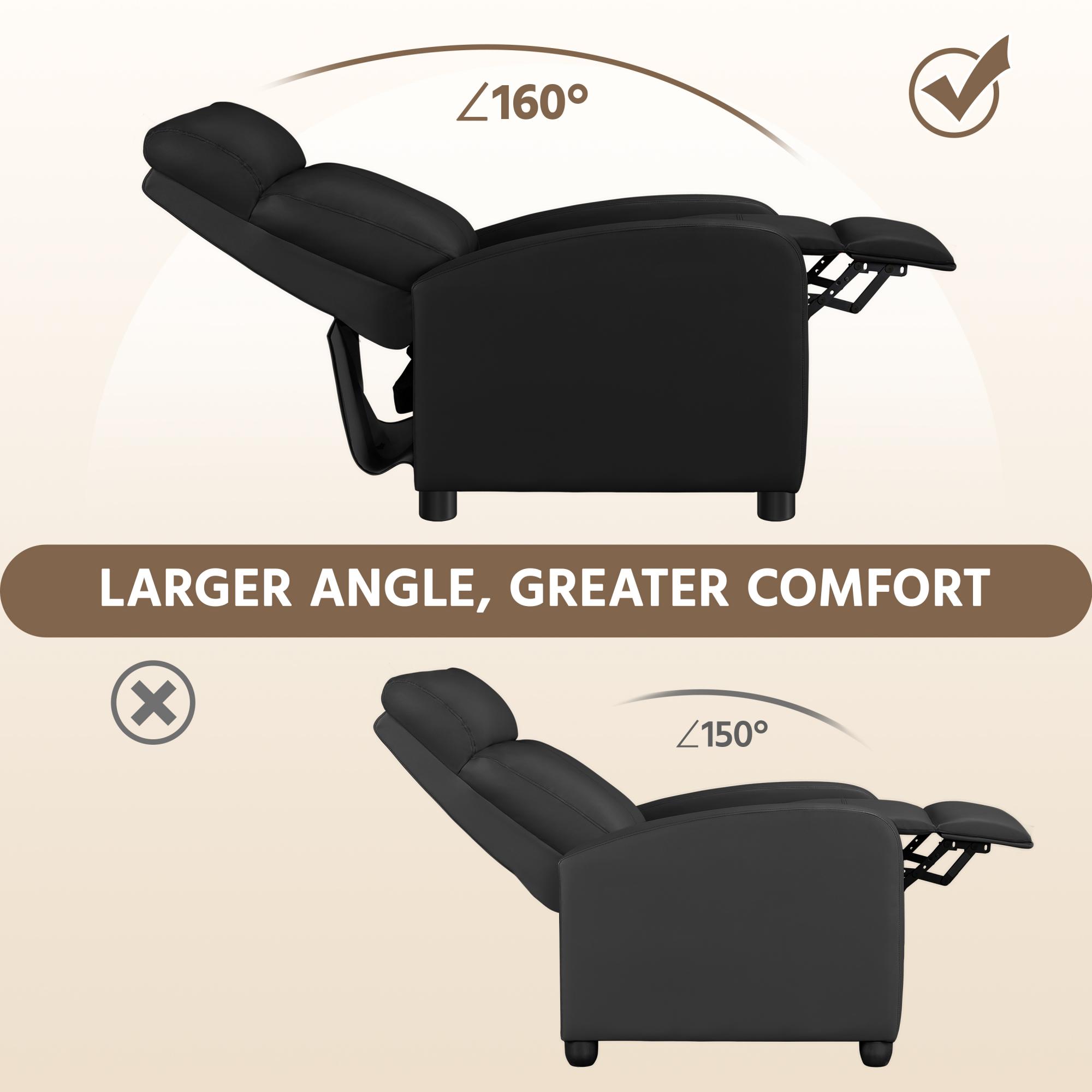 Alden Design Faux Leather Push-Back Recliner with Footrest, Black photo 8