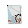 thumbnail image 2 of Christmas Soft Flannel Fleece Throw Blanket, New Year Words Penguins with Hats and Scarf Snowflakes Kids Children Theme, Cozy Plush for Indoor and Outdoor Use, 50" x 60", Blue Red, by Ambesonne, 2 of 6