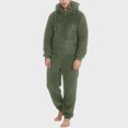 thumbnail image 2 of Mens Romper Men's Winter Thick Warm Long Sleeve Casual Solid Zipper Loose Hooded Jumpsuits Pajamas Mens Jumpsuit Army Green S, 2 of 7