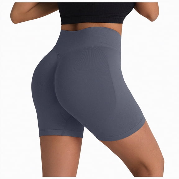 Hessimy Biker Shorts Women Tummy Control Workout Shorts with Pockets High Waisted Compression Gym Running Yoga Shorts Women Dark Gray L