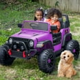 thumbnail image 6 of Outfunny 12V Kids Ride on Toys, 2 Seater Electric Ride on Truck Car for Big Kids with Remote, Bluetooth - Purple, 6 of 10