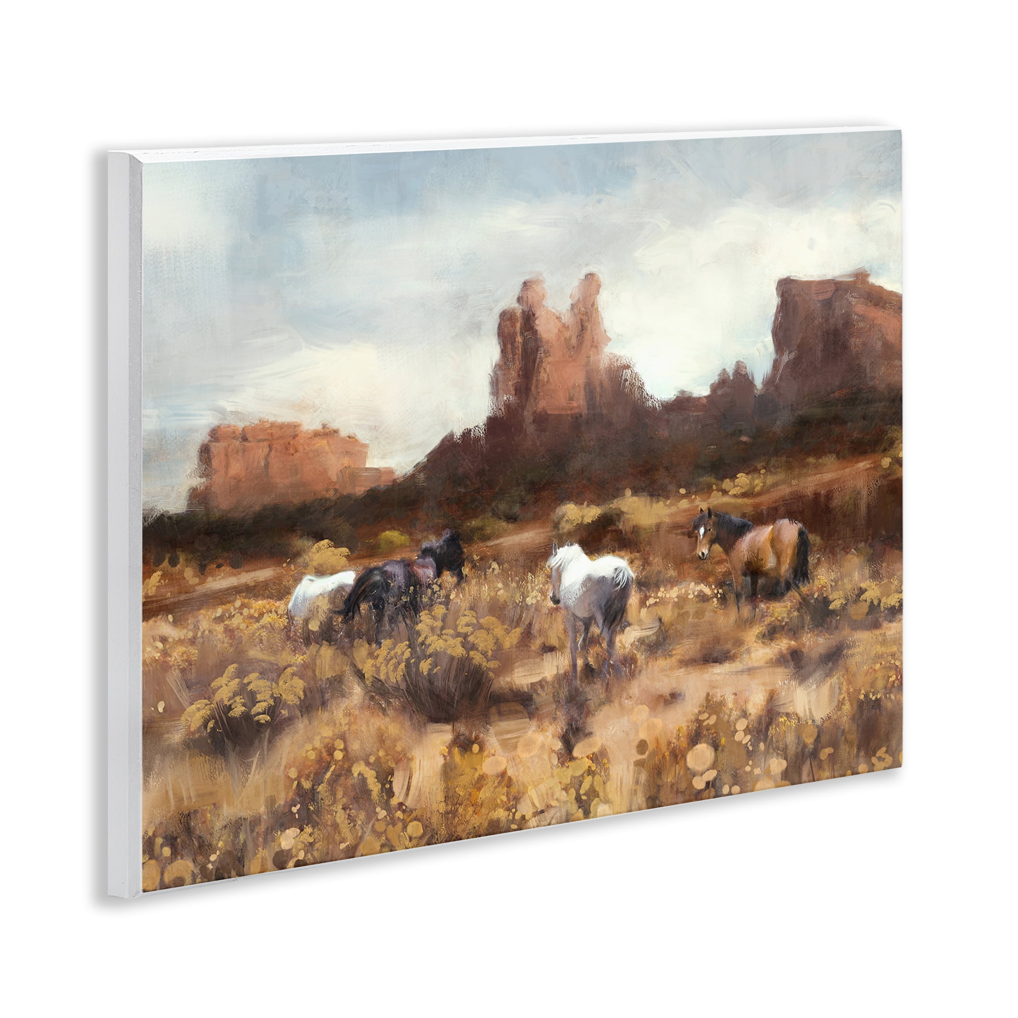 Stupell Industries Desert Horses Landscape Landscape Painting Unframed Art Print Wall Art, 14 x 11