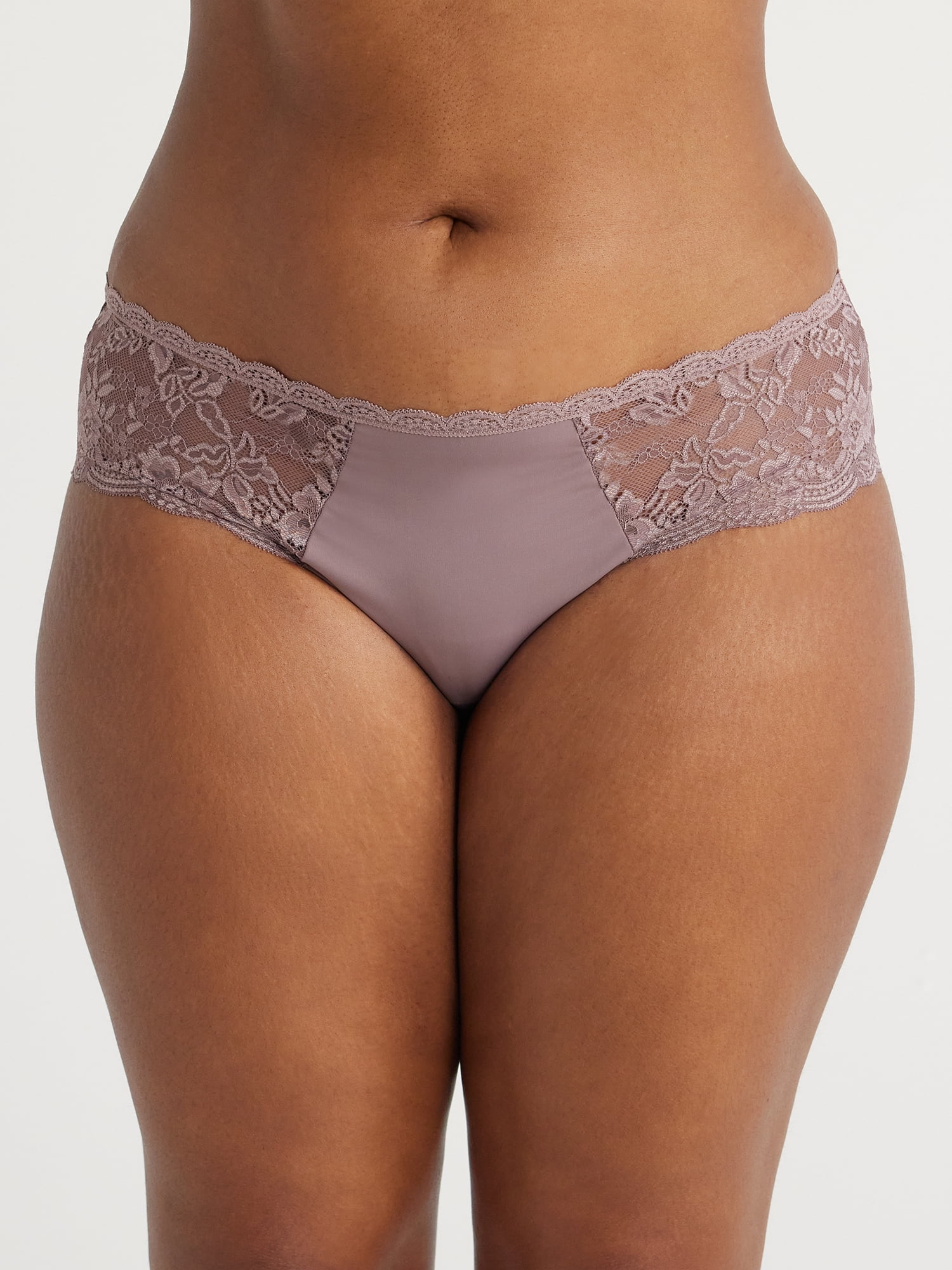 Joyspun Women's Microfiber and Lace Hipster Panties, 3-Pack, Sizes XS-3XL