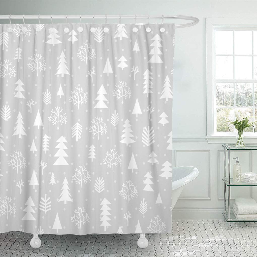 KSADK White Snow Winter Forest for and Christmas Silver Xmas Shower