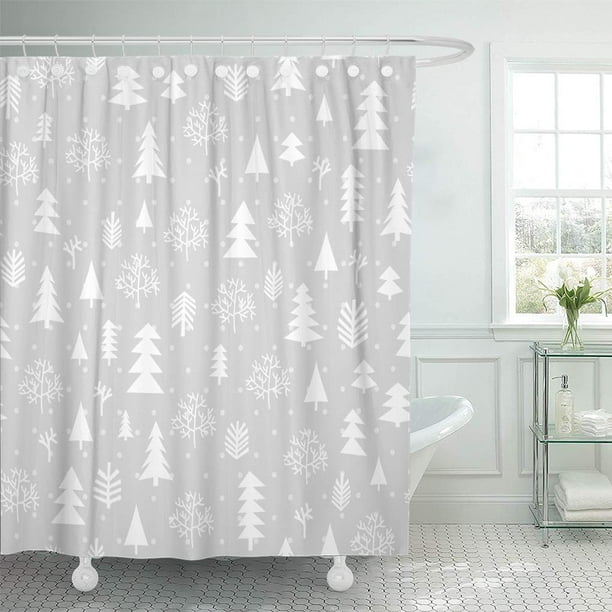KSADK White Snow Winter Forest for and Christmas Silver Xmas Shower