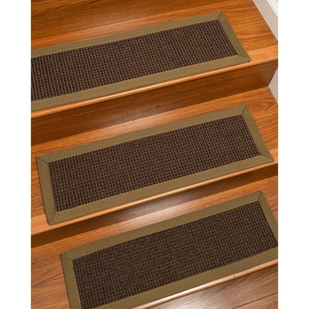 Custom Made Rugs Natural Area Rugs 100% Natural Fiber Alma, Sisal Dark Brown, Handmade Custom Stair Treads Carpet Set Of 8 Squirrel Border ()
