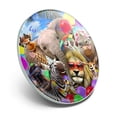 thumbnail image 2 of Africa Animal Beach Party Selfie Lion Giraffe Zebra Wildebeest Rhino Metal 1.1" Tie Tack Hat Lapel Pin Pinback, 2 of 5