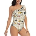 thumbnail image 3 of Haiem Cartoon Chickens Women's One Piece Swimsuits Tummy Control One Shoulder Bathing Suits Ruffle Swimwear-X-Large, 3 of 8