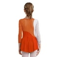 thumbnail image 2 of Aiihoo Girls Sparkle Rhinestone Dress Figure Skating Dress Long Sleeve Mesh Spliced Leotards Dance Dress Orange 6, 2 of 7