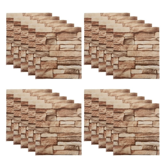 WHAMVOX Brick Shaped Stickers Self Adhesive Wall Tiles with Realistic Texture for Home Decoration Multi Color 20 Pcs