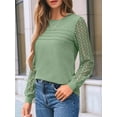 thumbnail image 4 of Long Sleeve Shirts for Women Dressy Casual Lace Tops 2025 Fall Outfits T-Shirts Work Clothes Light Green XL, 4 of 6