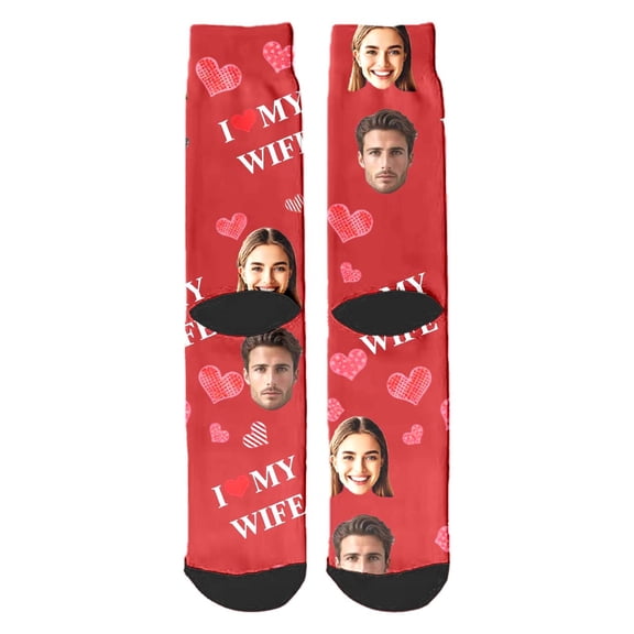 Gifts for Women Men Unisex Valentine's Day DIY Printed Couple Design Socks