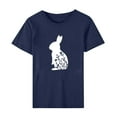 thumbnail image 4 of HOMBOM Womens Dressy Easter Tops Navy Short Sleeve Crew Neck Easter Bunny Print T-shirt Trendy Tops for Women 2023 XXXL, 4 of 5