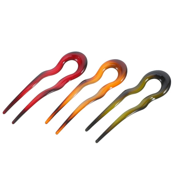 UPOUART Elegant Assorted Color U Shaped Hairpins 3pcs Vintage Hair Accessories for Fashion Updo Chignon Hairstyles