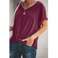 thumbnail image 1 of New Women's Solid Color Twist Short Sleeve Crewneck Loose T Shirt, 1 of 2