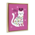 thumbnail image 3 of Stupell Industries Meowy Christmas Cat Pun Animals Painting Gold Floater Framed Canvas Art Print Wall Art, 25 x 31, 3 of 9