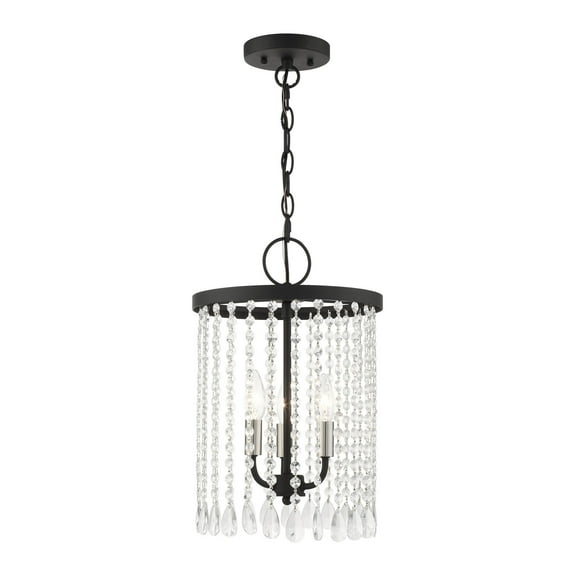 51060-04 Livex Lighting Elizabeth - 3 Light Pendant in Glam Style - 11 Inches wide by 17 Inches high-Black Finish    -Traditional Installation
