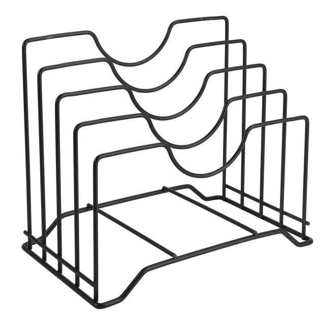 CIMAXIC 1Pc Kitchen Pot Cover Rack Storage Shelf Cutting Board Rack Kitchenware (Black),9.84"X8.27"X6.5"