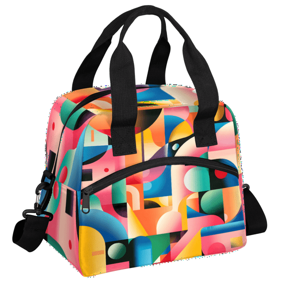 Herdesigns Watercolor Abstract Colorful Modern Insulated Lunch Bag for Women Men Adults Large Reusable Lunch Box Leakproof Portable Cooler Tote Bags with Adjustable Shoulder Strap