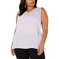 thumbnail image 3 of I-N-C Womens Illusion Tank Sleeveless Blouse Top, Purple, 2X, 3 of 4