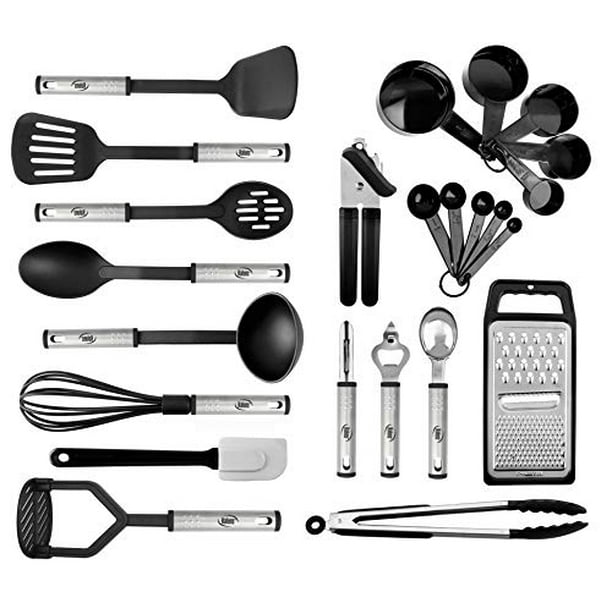 Kitchen Utensil Set 24 Nylon and Stainless Steel Utensil Set, Non-Stick and Heat Resistant