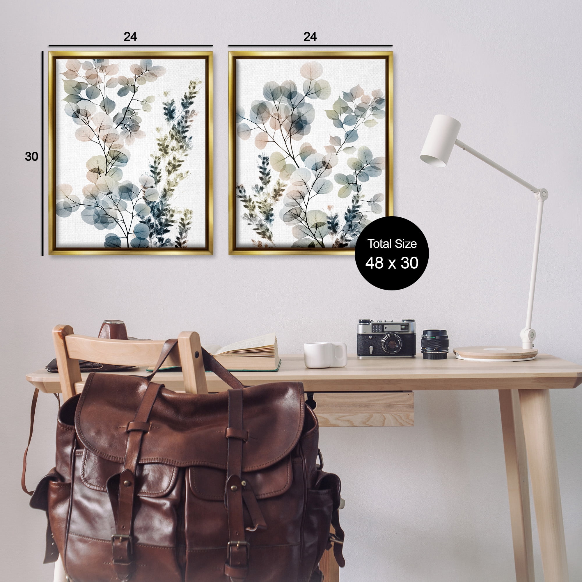 Stupell Industries Collage of Translucent Plants Botanical & Floral Photography Gold Floater Framed Canvas Art Print Wall Art, 25 x 31, Set of 2