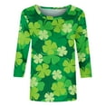 thumbnail image 5 of VALMASS 3/4 Sleeve St Patrick's Day Shirts Women Plus Size Crew Neck Graphic Tops Casual Loose T-Shirts (2XL, Green-C), 5 of 5