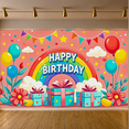 thumbnail image 7 of Colorful Cloud Star Balloon Rainbow Happy Birthday Banner Party Decoration Backdrop for Birthday Party Celebrations Photography Props Kids Parties, 7 of 7
