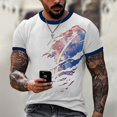 thumbnail image 2 of Men's Summer Graphic Print T-Shirt, Independence Day Theme with Soft Cotton Blend for Casual and Sporty Looks ,Dark Blue 3XL, 2 of 5