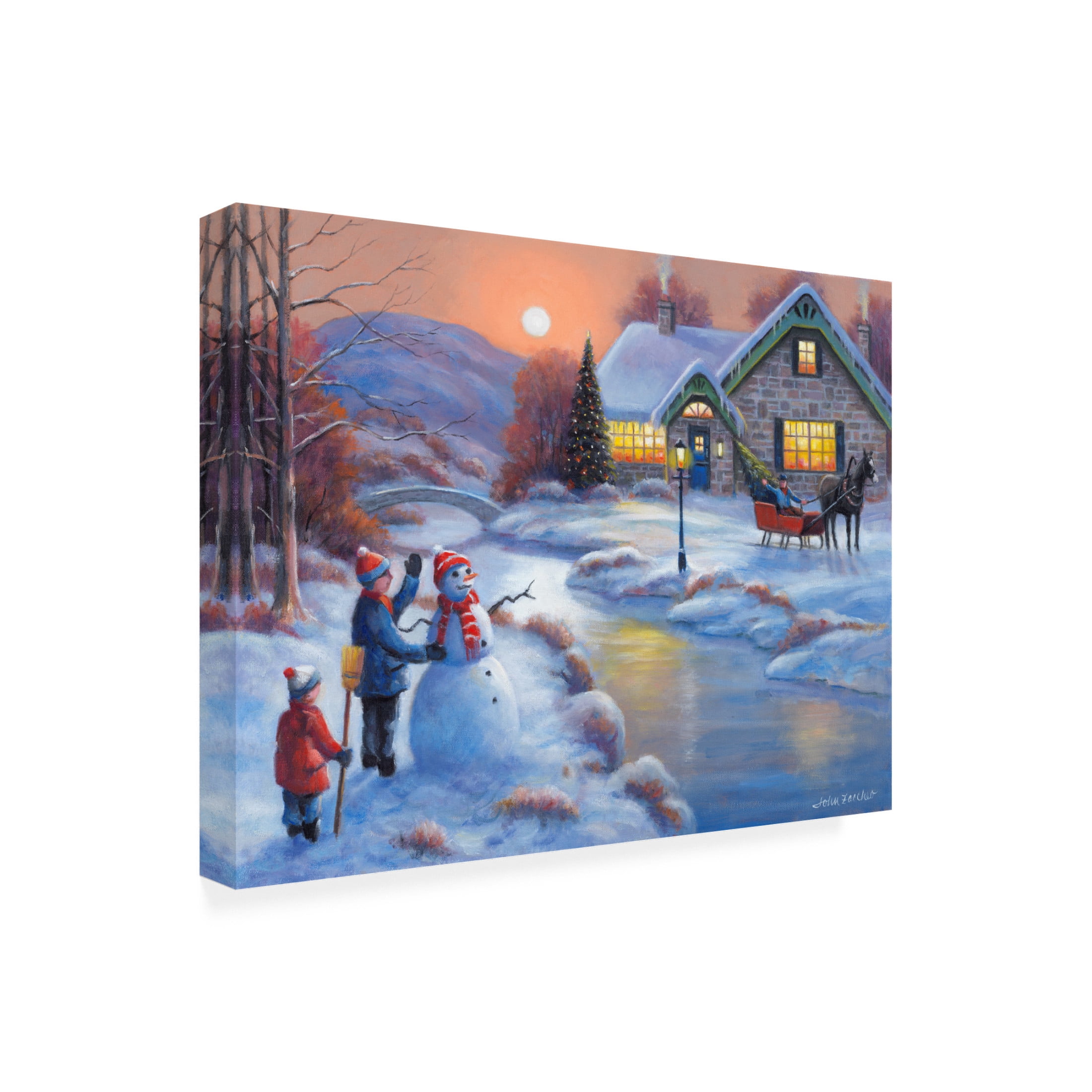 Canvas Wall Art - John Zaccheo 'Riverside Greetings' Wall Art for Living Room, Bedroom, or Office Décor by Trademark Fine Art - 32 x 24 Inches