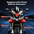 thumbnail image 4 of Track Seven 24V Ride on Motorcycle, Licensed Aprilia RSV4 Electric Motorcycle with Training Wheels, LED Lights, Music, Large Seat, Up to 10 Mph, 24V Ride on Toy Car for Boys Girls Aged 3+, Black, 4 of 11
