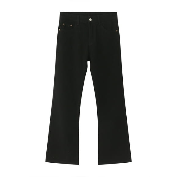 Men's Jeans Men's Slim Fit Flared Jeans 60S 70S Retro Trousers Bell Bottoms Denim Pants Jeans Homme Slim Black L