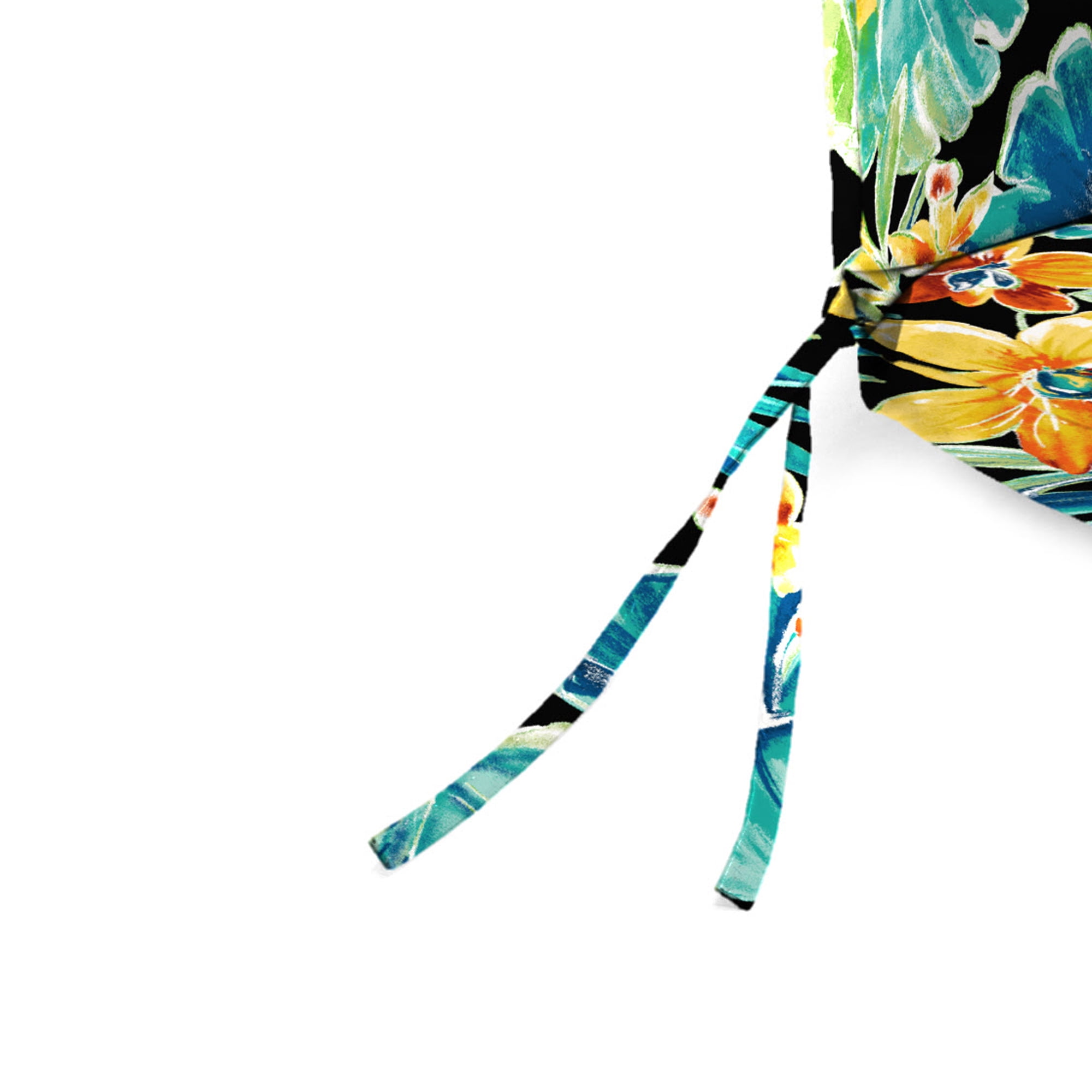Jordan Manufacturing 44" x 21" Beachcrest Caviar Black Floral Rectangular Outdoor Chair Cushion with Ties and Hanger Loop
