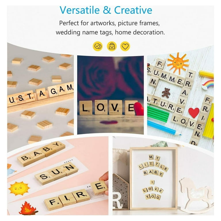 100pcs Wooden Scrabble Alphabet Letter Tiles With Score Marks Crafts  Scrapbooking Personalised Frame, Wall Art and Crafts Making Items 