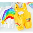 thumbnail image 4 of LNMQLPDBS Toddler Boy Short Summer Rainbow Printed Short Sleeve T Shirt + Cartoon Overalls Suspender Pants with Embroided 2pcs Outfits Unisex Kids Clothes Sets Baby Girl Set for Outdoor Play, 4 of 9
