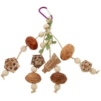 Natural Wooden Hanging Foraging Bird Chew Toy with for Parrots Cockatiels Conures Budgies Multi-Color 9 to Install