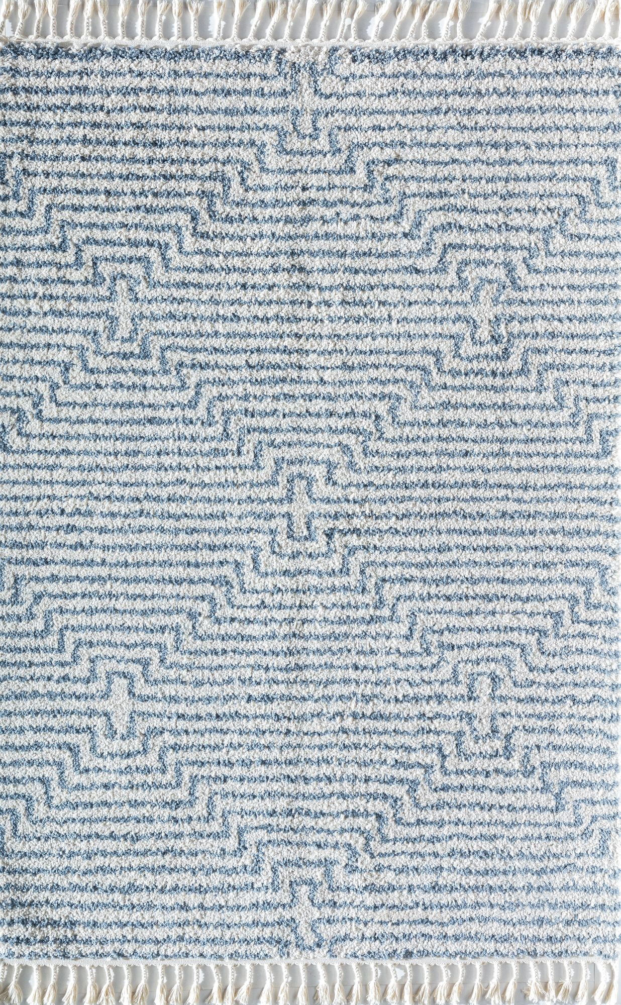 Rugs America BT20B Slowburn Stripe/Diamond Modern White Area Rug, 2'6" x 8'