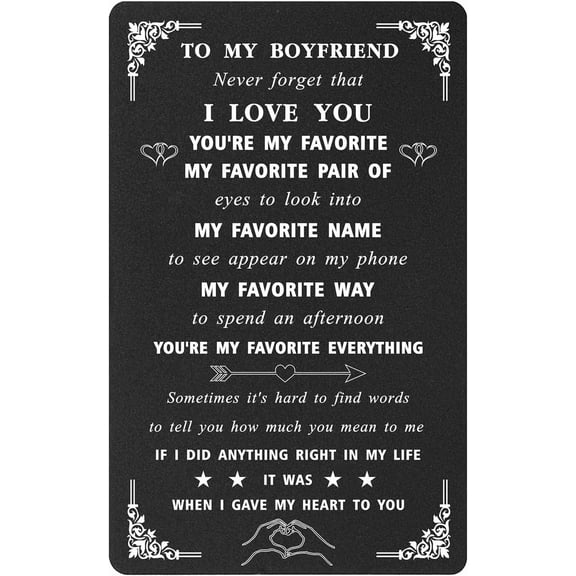 Levole Gifts for Boyfriend - Boyfriend Birthday Card, Valentines Gifts for Him Boyfriend, You Are My Favorite Engraved Black Wallet Card