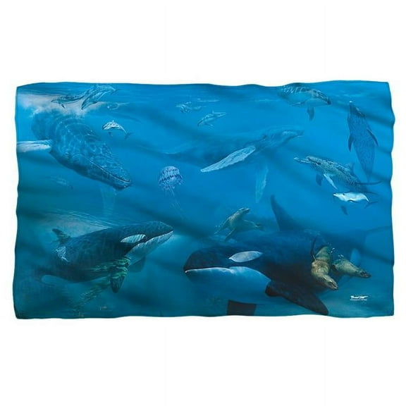 Trevco WW414-BKT1-36x58 36 x 58 in. Wild Wings & Whales 2 Polyster Fleece Blanket, White