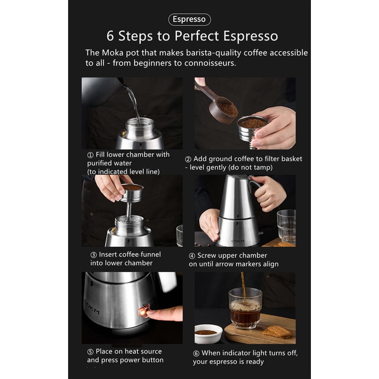 CDKM Electric Moka Pot 6-Cup, One-Touch Automatic Coffee Maker