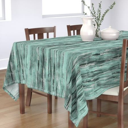 

Cotton Sateen Tablecloth 90 Square - Painted Blue Sage Jade Silver Teal Mint Mod Print Custom Table Linens by Spoonflower