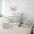 thumbnail image 6 of jejeloiu Colorful Daisy Blossom 7-Piece Bedding Comforter Set,Kawaii Cute Flowers King Bedding Sets,Gray White Bed Sheets For Kids,Microfiber Bedroom Decor Reversible, 6 of 8