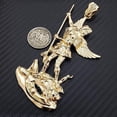 thumbnail image 4 of Hip Hop Saint Michael Archangel Pendant & 4mm 36" Franco Chain Gold Plated, 4 of 5