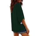 thumbnail image 5 of Craaazy Women's Relaxed Fit V Neck Blouse, Solid Color 3/4 Sleeve Tops, Comfy Casual Shirt for Spring & Summer Gifts, 5 of 8
