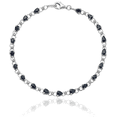 thumbnail image 5 of 925 Sterling Silver Blue Sapphire Diamond Chain Gemstone Tennis Bracelet, 5 of 6