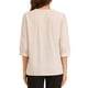 thumbnail image 3 of Blusa relajada con cuello INSPIRE CHIC para mujer, de manga 3/4, escote en V, blusas casuales, talla XS, color albaricoque, 3 of 6