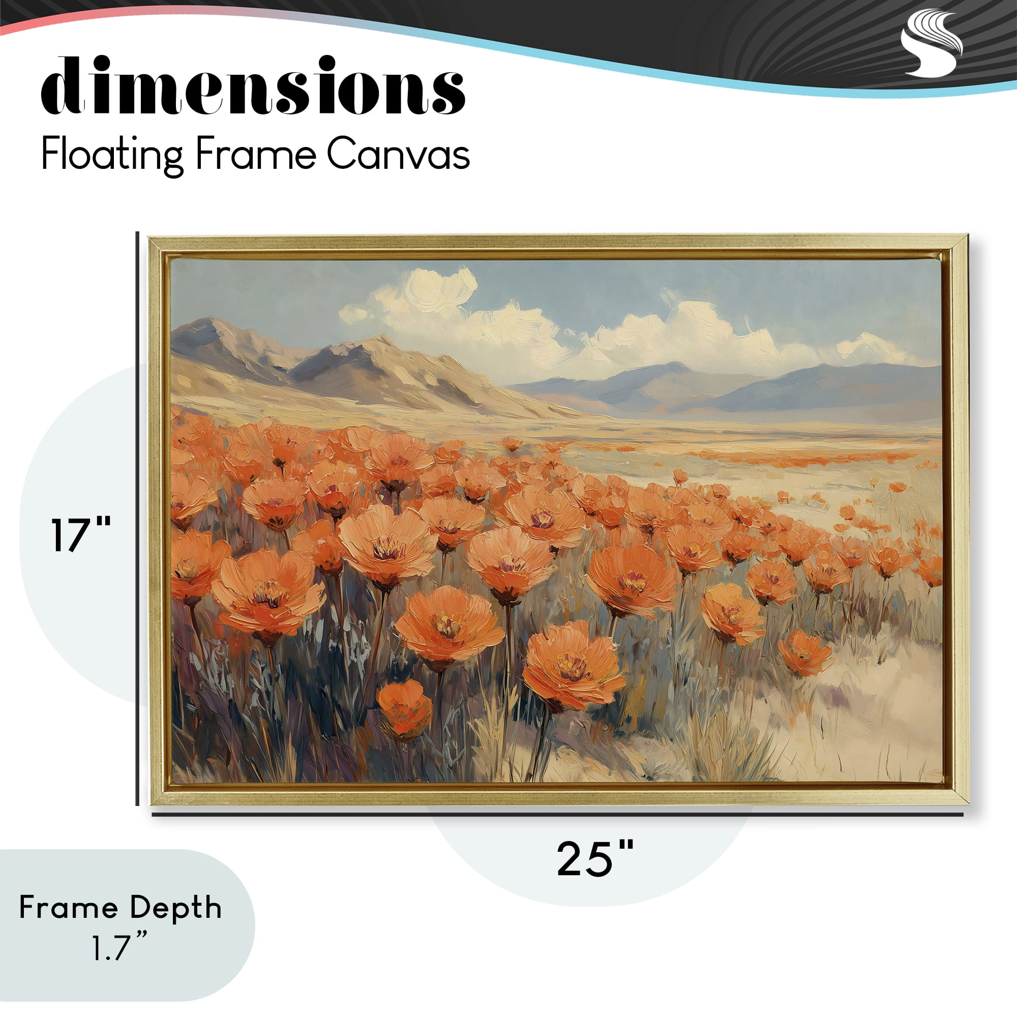 Stupell Industries Desert Poppies in Valley Gold Framed Floater Canvas Wall Art, design by Gina Kelly
