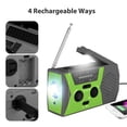 thumbnail image 4 of Solar Weather Radio, Hand Crank Self Powered Emergency FM/AM Radio Table Lamp LED Flashlight with 2000mAh Rechargeable Battery and Carabiner for Home Outdoor, 4 of 7